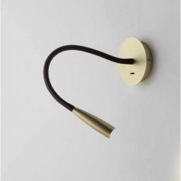 Aromas Flexi leather matt brass Wandlamp zwart-1
