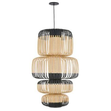 Forestier Pendant Lamp BAMBOO Totem 4 lights White Hanglamp lichtbruin-1