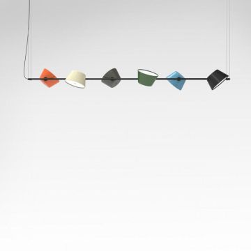 Marset Tam Tam 6 (kappen in de kleur zwart of wit) Hanglamp zwart-1