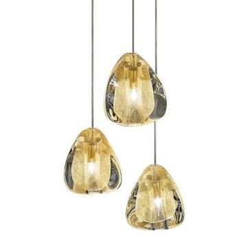 Terzani Mizu 3 light pendant Gold crystal Hanglamp goud/messing-1