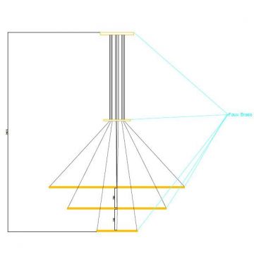 Brink V-merk 3 Lights Cluster Kroonluchter Hanglamp goud/messing