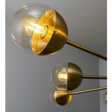 Brink V-merk Molecule Spark Burnished Brass Transparent Plafondlamp goud/messing