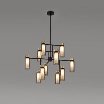 Tooy Osman Chandelier 560.12 C2 Matte black + C48 Black chrome + Smok Hanglamp zwart-1